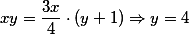 xy=\frac{3x}{4}\cdot(y+1)\Rightarrow y=4